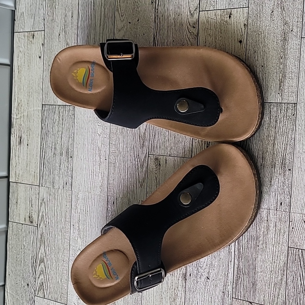Black Aloha Island sandals women's 8 nwot